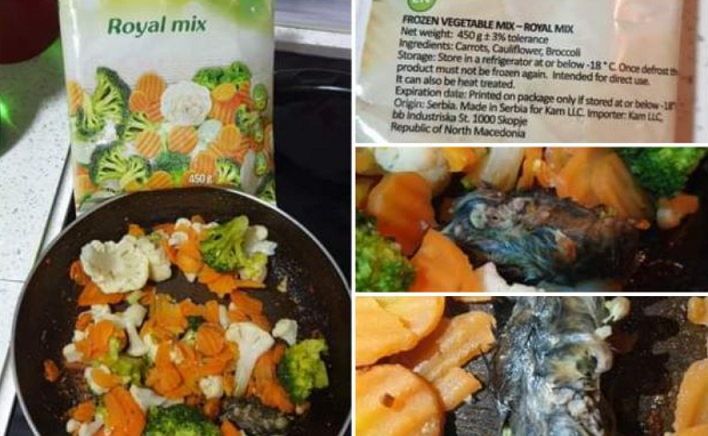 Повлечена од продажба мешавината од зеленчук во чие пакување беше пронајден глушец
