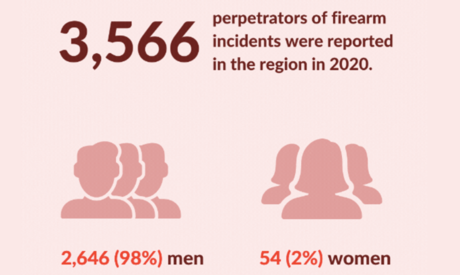 Во 98 отсто од инцидентите поврзани со огнено оружје во регионот сторителите се мажи