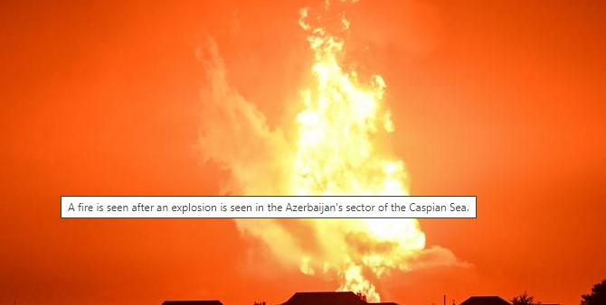 Азербејџан врши истрага за пожарот во Касписко Море