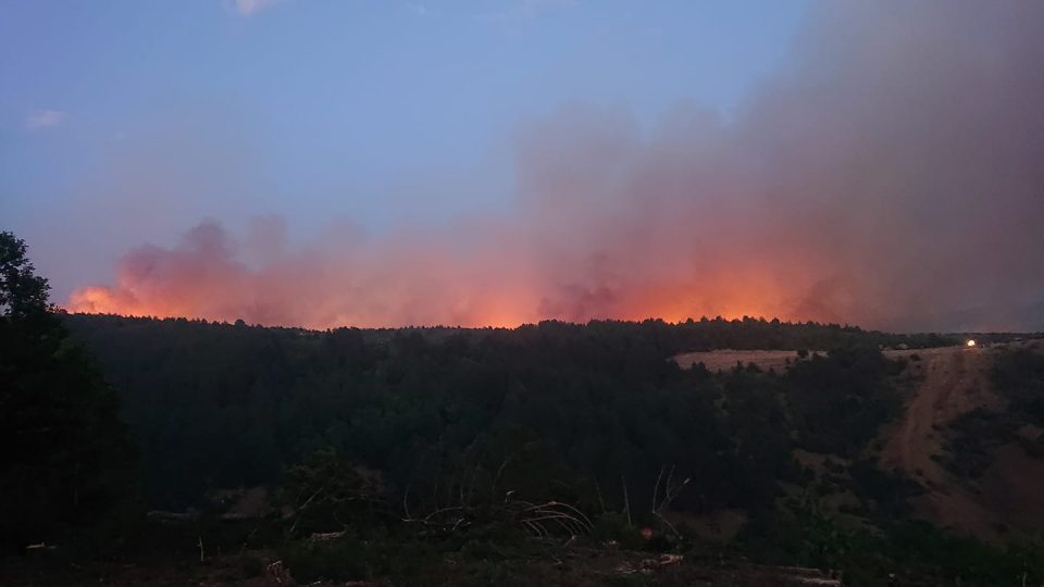 Активен пожарот во атарот на с. Будинарци, гори уште на неколку локации