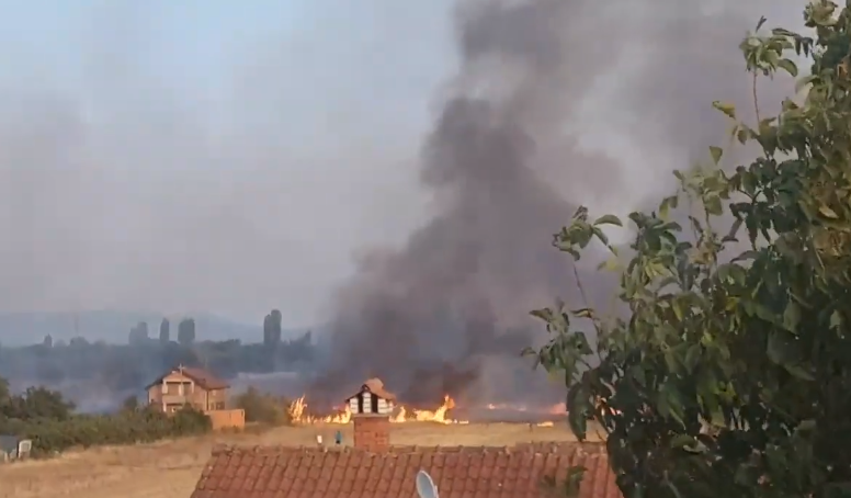(ВИДЕО) Пожар во Ново Лисиче, пламенот се доближил до куќите