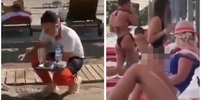 (ВИДЕО) Секс на лежалки во Црна Гора, келнерот во шок го испуштил послужавникот