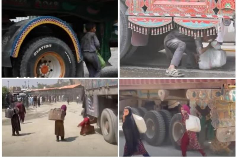 (ВОЗНЕМИРУВАЧКО ВИДЕО)Авганистанските деца се кријат под камиони во движење