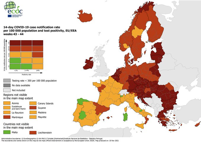 Новата епидемилошка карта покажува дека е критично во средна и источна Европа