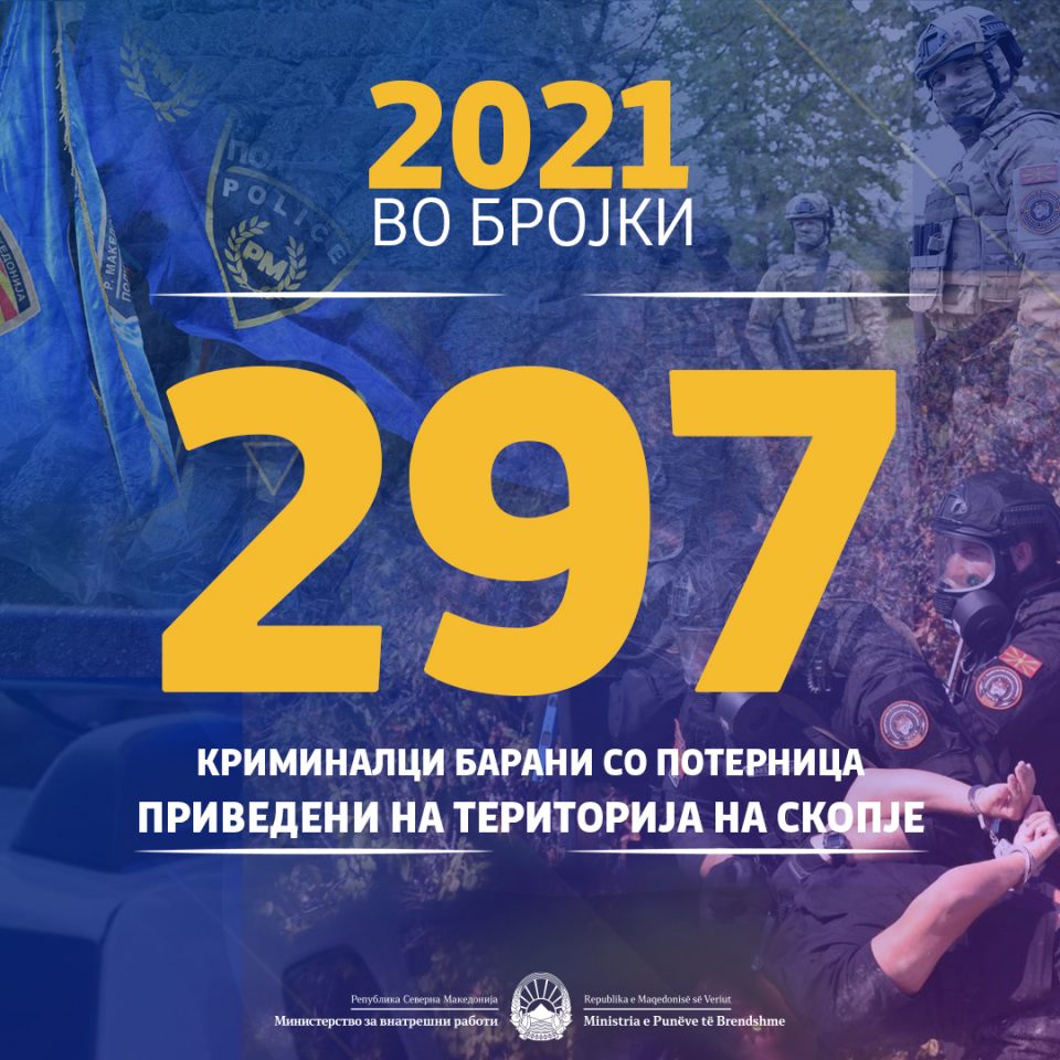 297 криминалци барани со потерница приведени на територија на Скопје