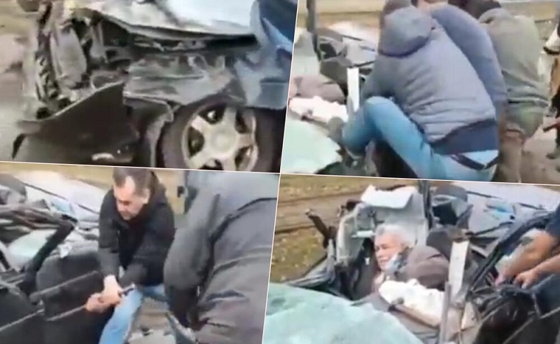 (ВИДЕО) Украински бил тенкот што прегази автомобил на улиците на Киев