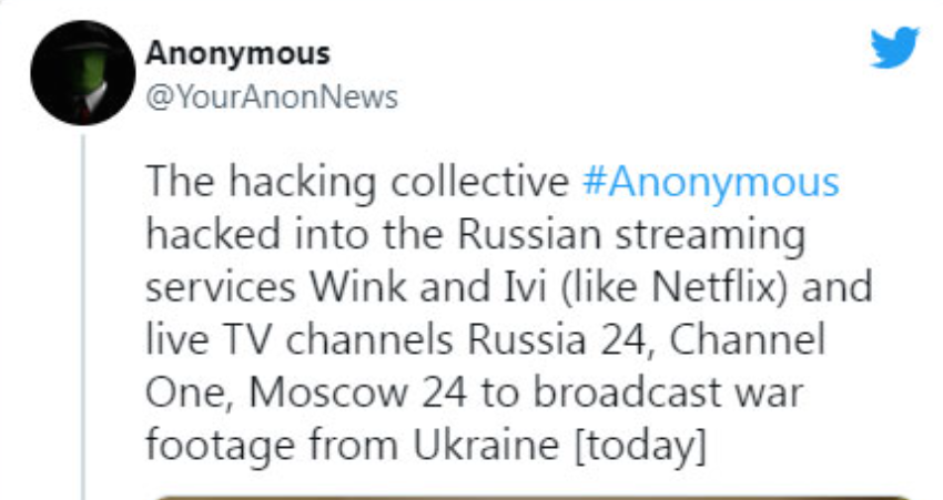 Анонимусите тврдат дека хакирале руски телевизиски станици