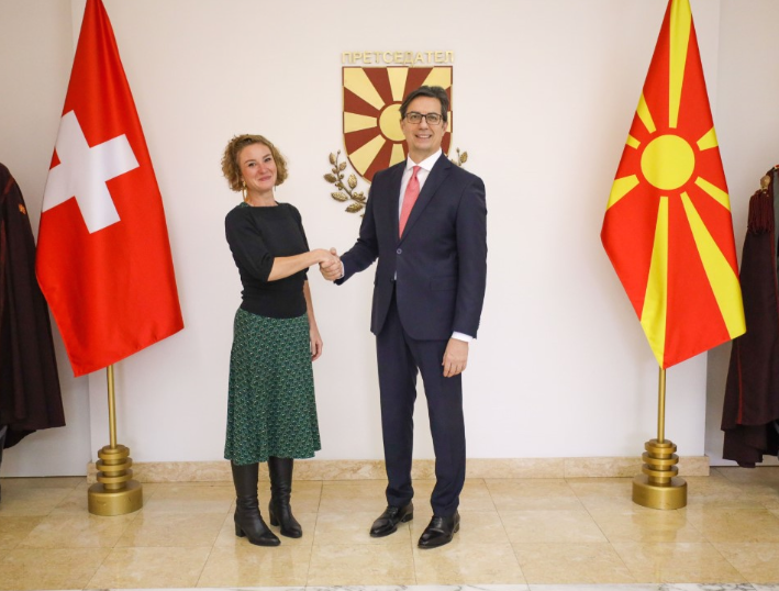 Претседателот Пендаровски ја прими Ирене Келин, претседателка на Националниот совет на Федералниот парламент на Швајцарската Конфедерација