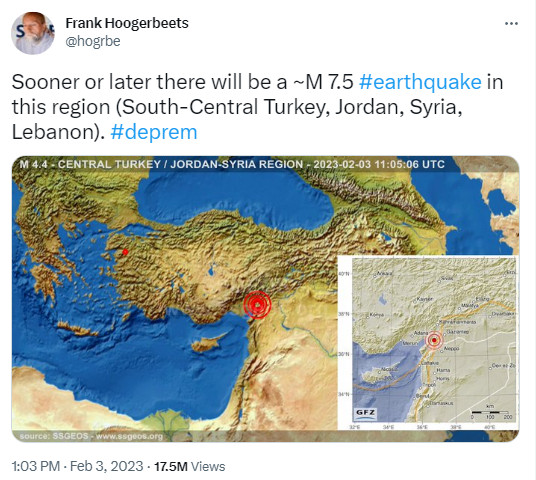 Експерт пред три дена го предвидел земјотресот во Турција и Сирија