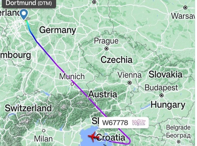 Драма на летот Дортмунд – Охрид: Авион на „Визер“ принудно слета во Венеција