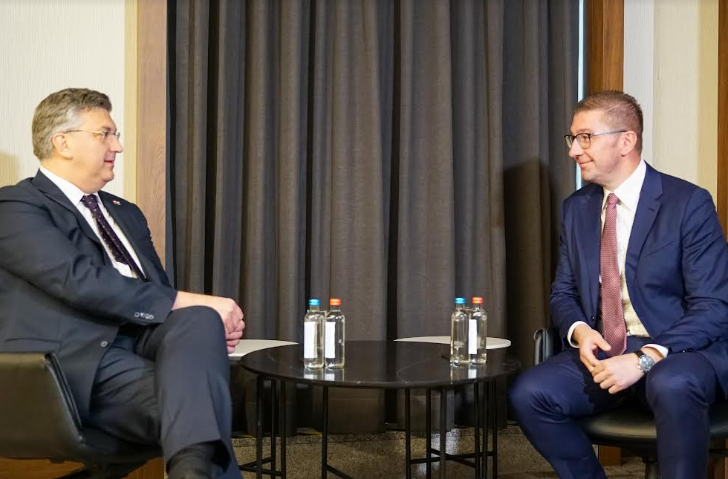 Мицкоски оствари средба со Андреј Пленковиќ, премиер на Република Хрватска и претседател на ХДЗ