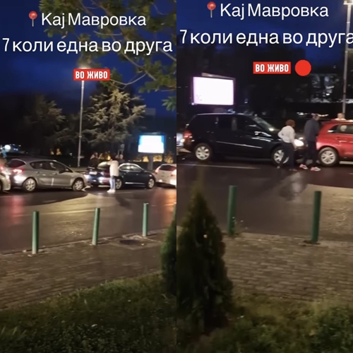 (ФОТО) Седум автомобили се судрија во верижен судар кај Мавровка