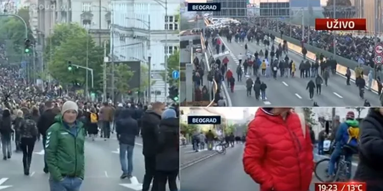 (ВО ЖИВО) Протести во Белград: „Србија против насилството“, блокиран мостот Газела, полни улици