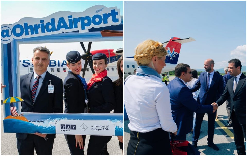 (ФОТО) Авиолинија Охрид – Белград: Бочварски посака добредојде на првите патници