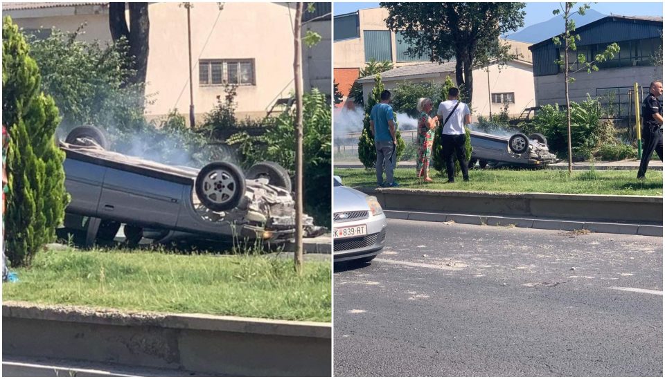 (ФОТО+ВИДЕО) Се преврте и запали автомобил во близина на „Џевахир“