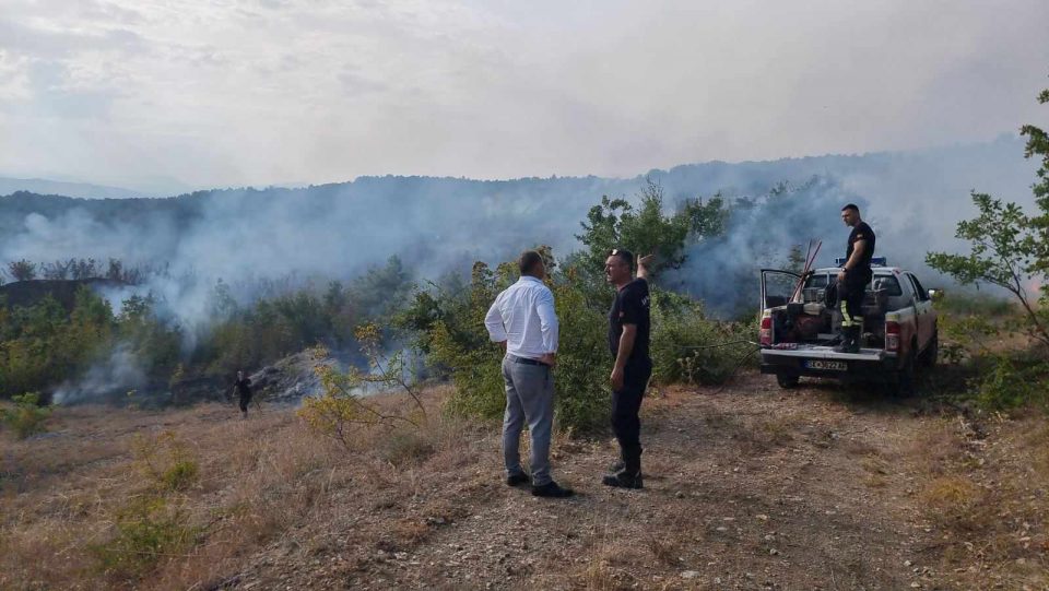 (ВИДЕО) Со ер трактори изгаснат пожарот во Катланово