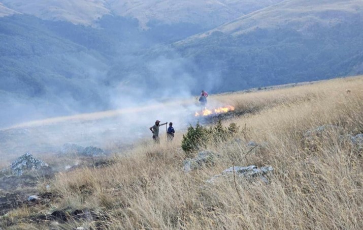 Пожарот на Шар Планина уште е активен, интензивно се работи на гаснење на огнот