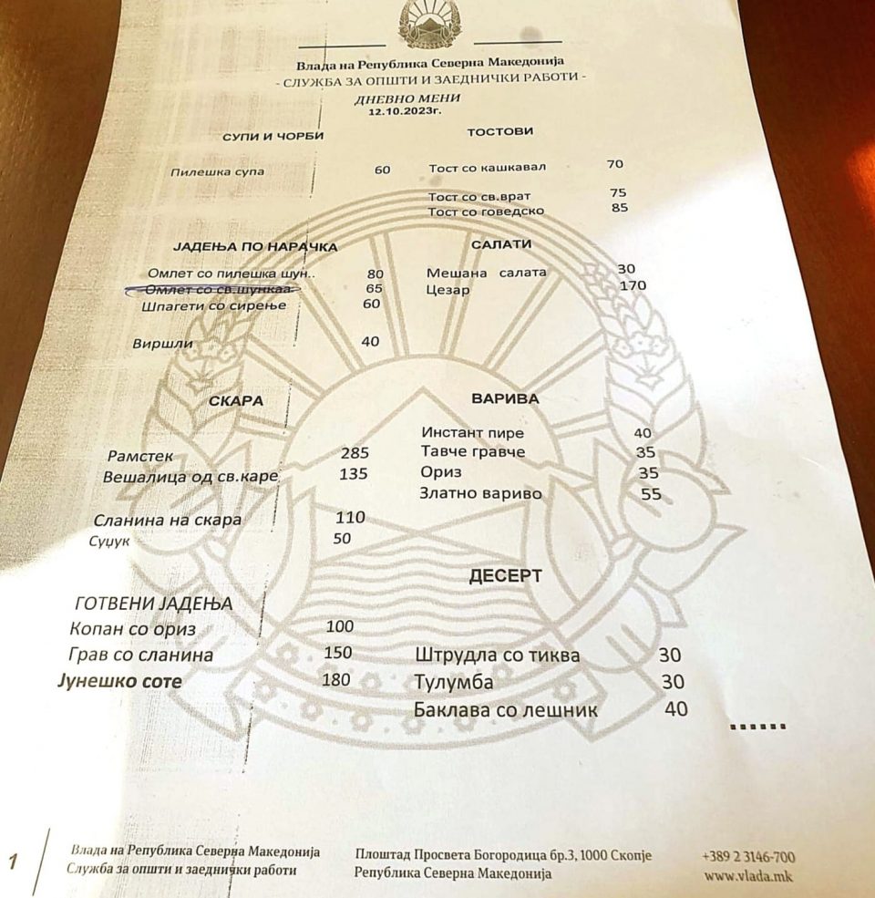 (ФОТО) Стоилковски: Смрзнати цени во владините бифеа, наместо во продавниците