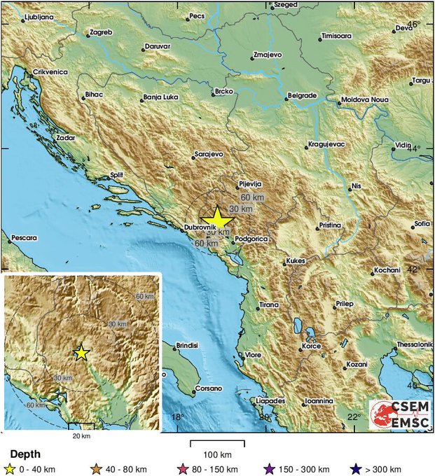 Земјотрес ја погоди Црна Гора