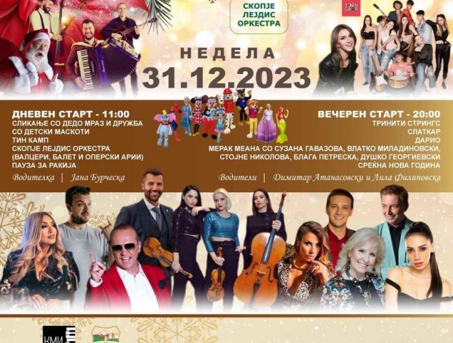Пречек на Нова Година на плоштадот „Македонија“ со македонска музика и без огномет