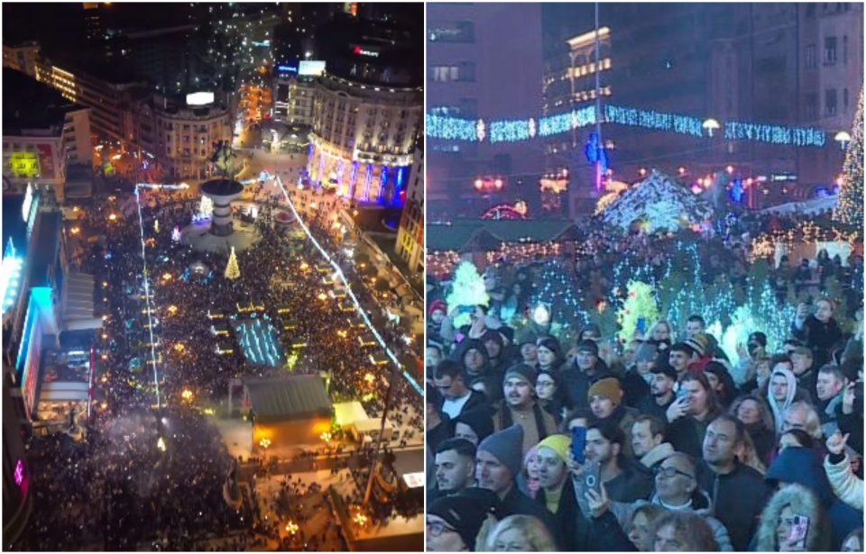(ВИДЕО) Како изгледаше плоштадот Македонија од птичја перспектива вчеравечер?