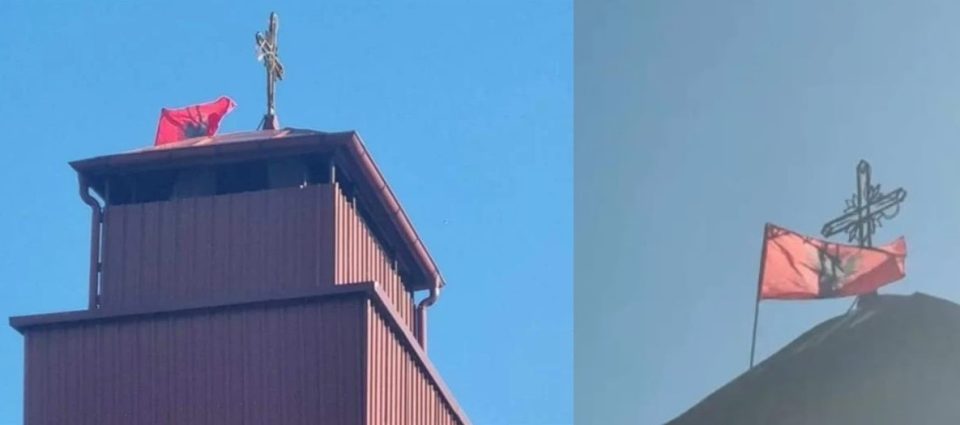 Нова провокација: Поставени знамиња на УЧК и Албанија на црквата Св. Анастасиј и тетовското кале, веќе се отстранети