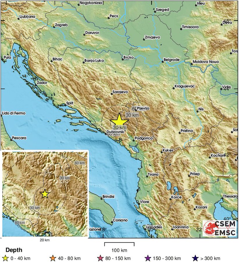 Серија земјотреси во Црна Гора, најсилниот со јачина од 5,3 степени почувствуван и во Македонија