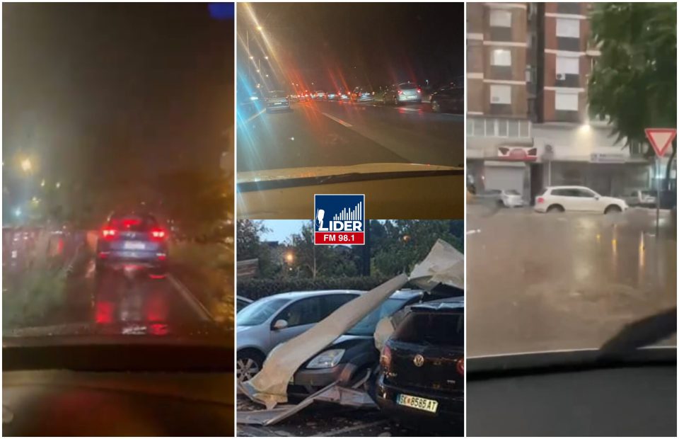 (ВИДЕО) Се споија небо и земја: Сообраќајот е парализиран, силно невреме во Скопје