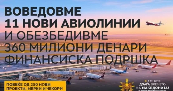 Мицкоски: Воведовме 11 нови авиолинии