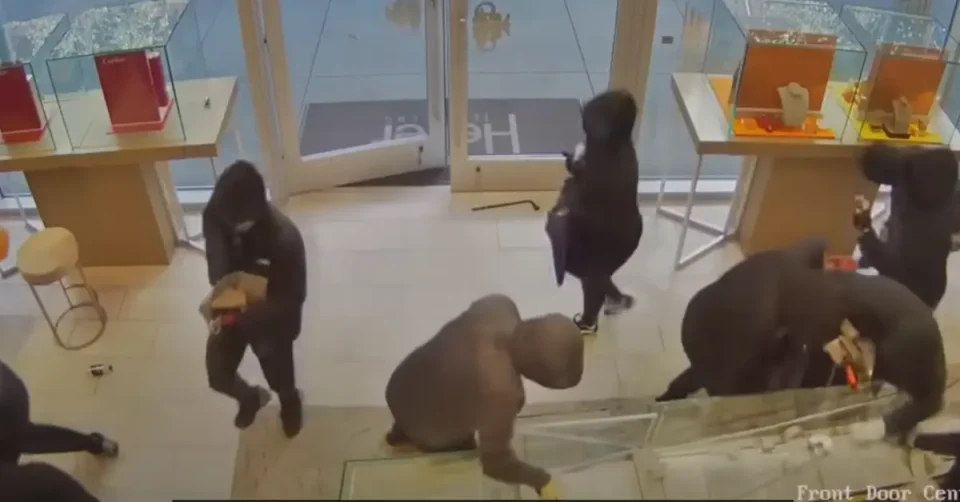 (ВИДЕО) КРАЖБА НА ВЕКОТ: 30 маскирани лица за 1 минута изнеле накит во вредност од милион долари во Калифорнија