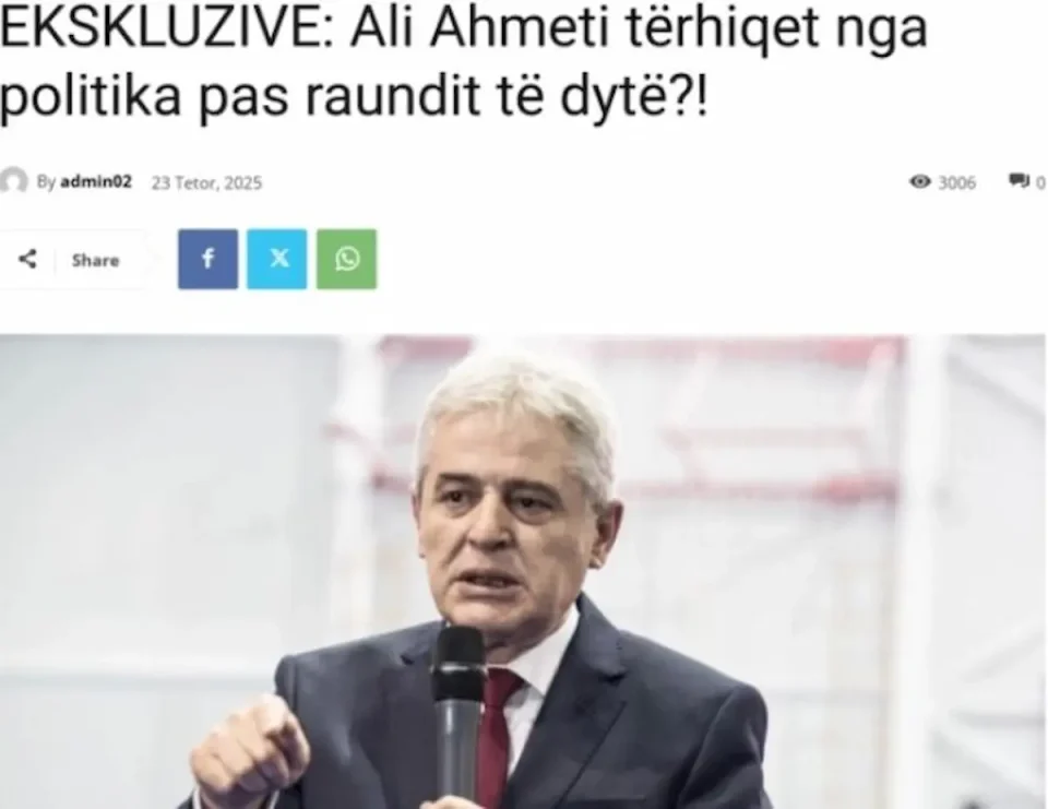 Ахмети размислува за повлекување од активната политика по локалните избори, објави „Фол“