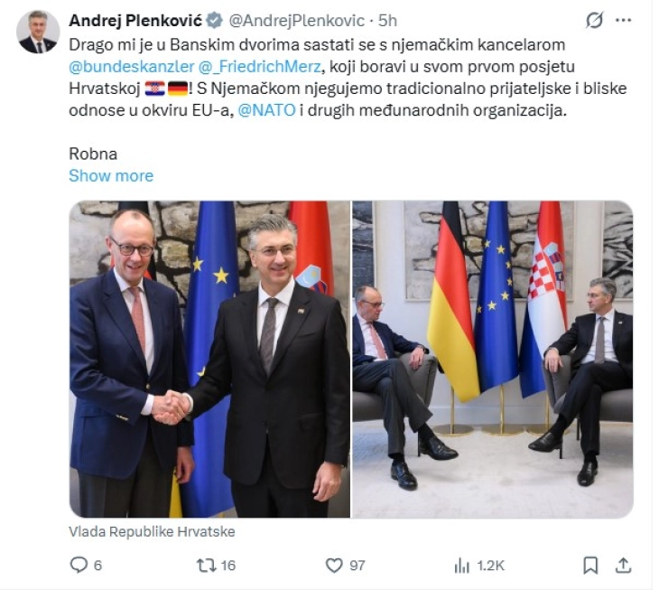 Пленковиќ и Мерц: ЕУ не смее да го запостави Југоистокот на Европа