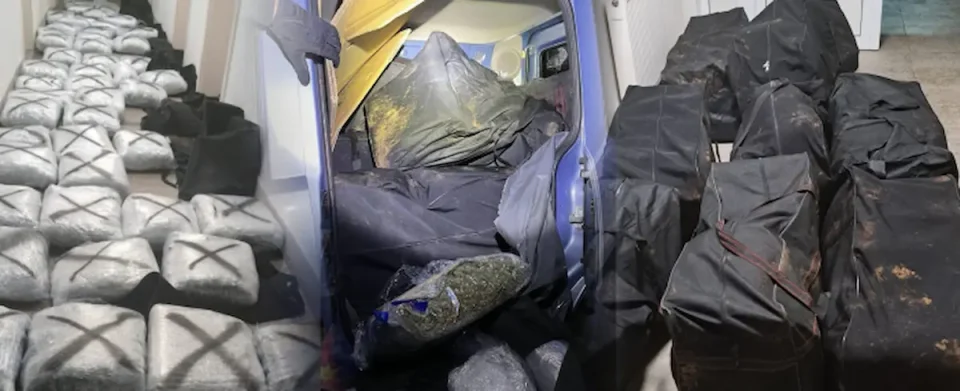 (ВИДЕО) Шлепувале „опел“ во кој имало 150 килограми марихуана, полицијата уапси три лица