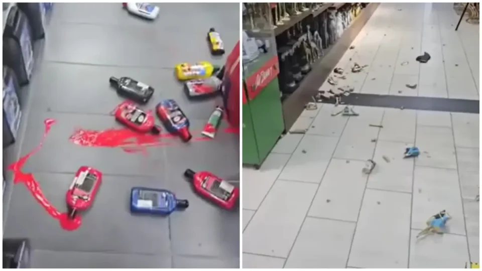 (ВИДЕО) „СЕ ТРЕСЕШЕ ОКОЛУ 10 СЕКУНДИ“: Снимки од земјотресот покажуваат материјална штета и вознемирени граѓани како бегаат од зградите