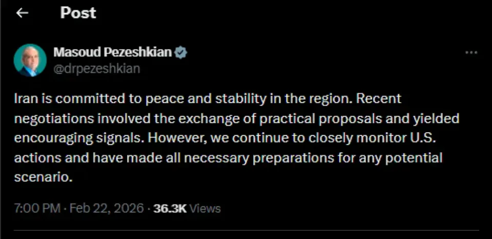 Пазешкијан: Има охрабрувачки сигнали во преговорите со САД