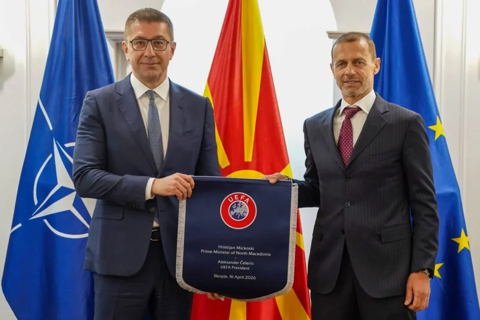 Развојот и перспективите на фудбалот во фокус на средбата Мицкоски – Чеферин