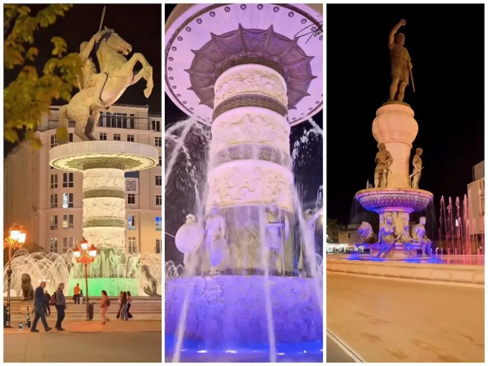 ЃОРЃИЕВСКИ ОБЈАВИ ВИДЕО: Фонтаните во центарот на Скопје блескаат во ноќно осветлување