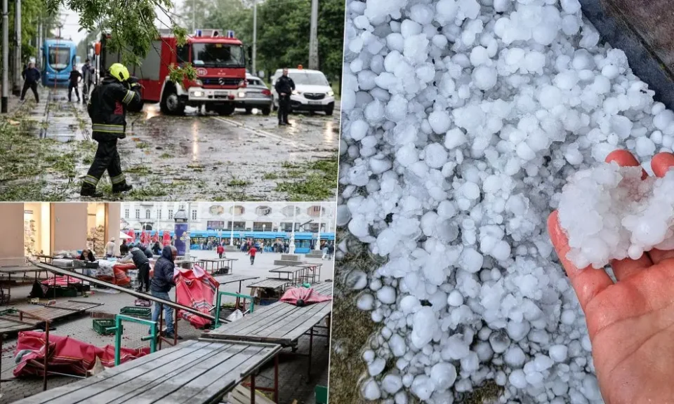 (ВИДЕО) СИЛНО НЕВРЕМЕ ЈА ПОГОДИ ХРВАТСКА: Паднати дрвја, оштетени покриви и стотици повици до службите