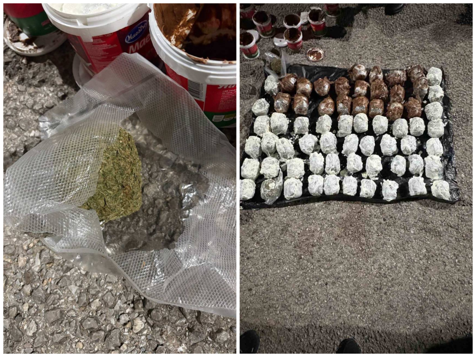 (ФОТО) ПОЛИЦИЈАТА СПРЕЧИ ОБИД ЗА ШВЕРЦ НА ГП ДОЈРАН: Околу 10 килограми марихуана биле сокриени во пластични пакувања со различни прехранбени намази