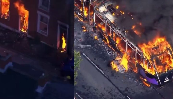 (ВИДЕО) БЕЛФАСТ ВО ПЛАМЕН: Антиимигрантски немири по напад со нож – изгорени автобуси и опожарени куќи