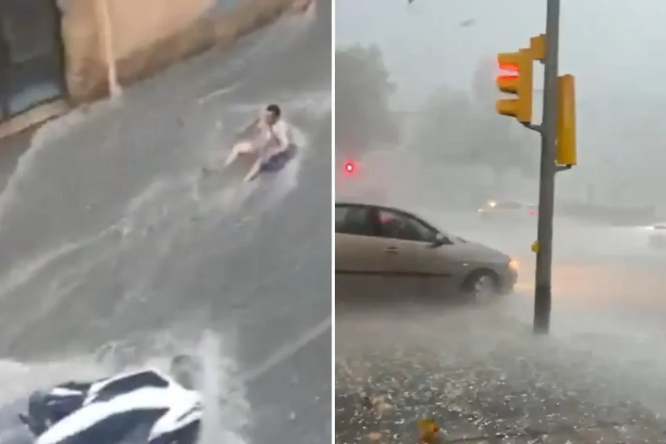 Силно невреме ја погоди Шпанија: Водата носеше луѓе и автомобили