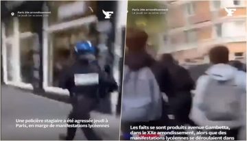 Сцена од насилниот напад врз полицајка за време на протестите во Париз