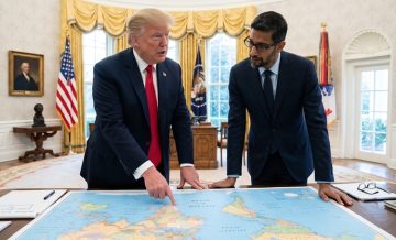 Доналд Трамп и Сундар Пичаи за време на состанок